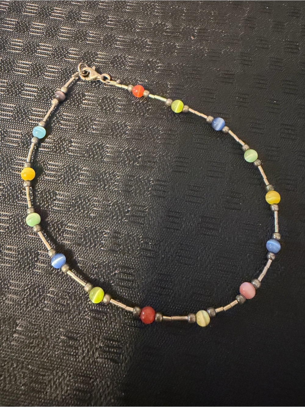 Vintage Multicolor Glass Bead Anklet - Colorful Beaded Bracelet
